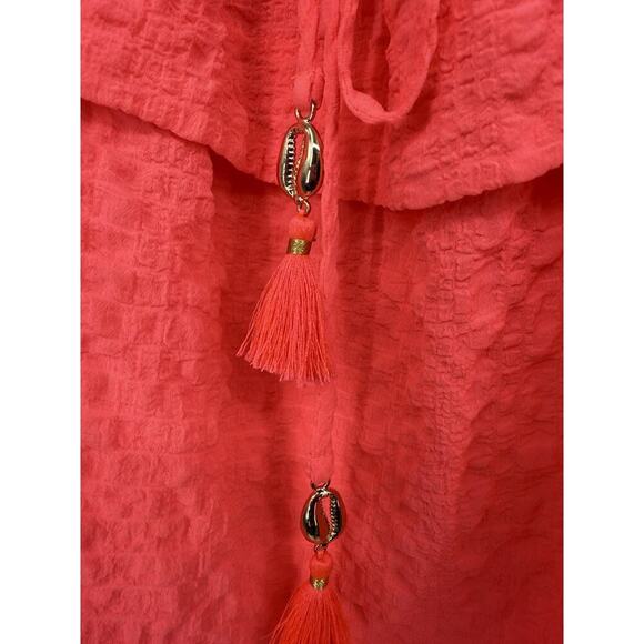 Lily Pulitzer Mays Tank Top Sz S Ruffled Coral Neon Beach Resort Summer Coastal - Picture 4 of 7